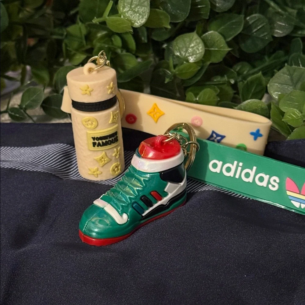 Adidas Green Shoe andCream Fashion Bottle Keychain